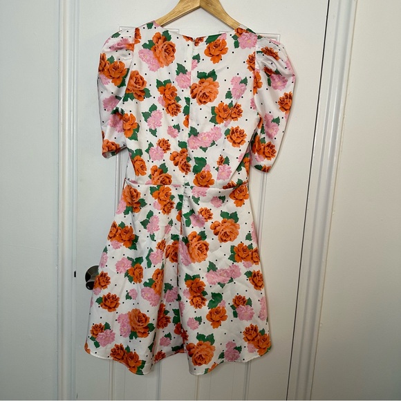 ZARA Blogger Favorite Puff Sleeve Polka Dot Floral Mini Dress Sweetheart Small - Picture 6 of 9